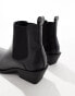 Фото #4 товара ASOS DESIGN cuban heel western chelsea boots in black faux leather with silver toe cap