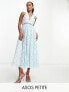 Фото #1 товара ASOS DESIGN Petite lace collar midi dress with open back detail in light blue