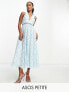 ASOS DESIGN Petite lace collar midi dress with open back detail in light blue