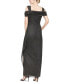 Фото #2 товара Cold-Shoulder Draped Metallic Gown Regular & Petite Sizes