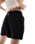 ASOS DESIGN dad short with linen in black Черный, 36 - фото #4