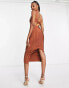 Фото #2 товара ASOS DESIGN Tall bodycon bandage midi dress with cut out in rust