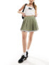Фото #3 товара Miss Selfridge tailored poplin layer pleated mini skirt in khaki