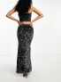 Фото #7 товара 4th & Reckless sequin thigh split maxi skirt co-ord in black