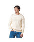 Фото #11 товара Men's Organic Crew Neck Cable Sweater with Suede Detail