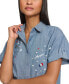 ფოტო #4 პროდუქტის Women's Embellished Cropped Chambray Top