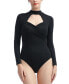 Women's Min Faux Wrap Turtle Neck Bodysuit