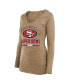 Women's Threads Gold Distressed San Francisco 49ers Super Bowl LVIII Hard Court Tri-Blend Long Sleeve V-Neck Hoodie T-shirt