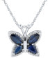 ფოტო #1 პროდუქტის Sapphire (1-1/3 ct. t.w.) & Diamond (1/10 ct. t.w.) Butterfly 18" Pendant Necklace in 14k Gold (Also in Emerald)