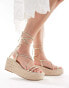 Stradivarius platform wedge espadrille in gold Золотистый, 38 - фото #1