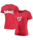 Women's Red Washington Nationals 2-Hit Front Twist Burnout T-shirt