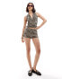 COLLUSION micro shorts co-ord in leopard print