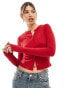 Miss Selfridge rib cardi in red Красный, XS - EU 32-34 - фото #1