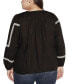 Black Label Plus Size Embroidered Blouson Tie Neck Top