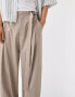 Bershka Collection baggy leg tailored trousers in brown