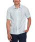 Men's Short Sleeve Button-Front Herringbone Panel Shirt