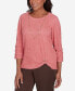 ფოტო #3 პროდუქტის Petite Wine Country Textured Novelty Sleeve Necklace Top