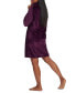 ფოტო #2 პროდუქტის Women's Solid Long-Sleeve Short Zip Fleece Robe