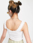 Фото #2 товара Daisy Street cropped ribbed vest with lace trim in white