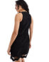 Фото #4 товара Mango embroidered crochet mini dress in black