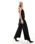 Closet London tailored pinafore jumpsuit with pockets in black