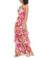 ფოტო #3 პროდუქტის Women's Floral-Print V-Neck Tiered Gown