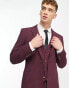 Фото #2 товара ASOS DESIGN skinny suit jacket in burgundy gingham