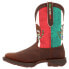 Фото #5 товара Durango Mexico Flag Non Safety Square Toe Cowboy Mens Brown, Green, Red Casual