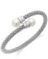ფოტო #1 პროდუქტის Cultured Freshwater Pearl Bypass Bangle Bracelet in Sterling Silver (10mm)