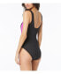 Фото #2 товара Women's Missy Solid Zip front One Piece Swimsuit