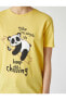 Kadın Sarı Baskılı Kısa Kollu T-Shirt