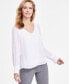 Фото #1 товара Women's Pleated V-Neck Blouse, Created for Macy's