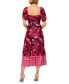 Women's Floral-Print Puffed-Sleeve Dress