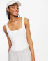 Фото #1 товара ASOS DESIGN cotton scoop neck vest bodysuit in white - WHITE