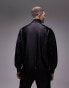 Фото #12 товара Topman oversized fit high shine zip through funnel fleece in black