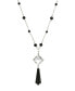 ფოტო #1 პროდუქტის Women's Silver Tone Black Bead Crystal Stone Necklace