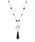 Фото #1 товара Women's Silver Tone Black Bead Crystal Stone Necklace