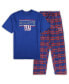 ფოტო #1 პროდუქტის Men's Royal, Red Distressed New York Giants Big and Tall Flannel Sleep Set