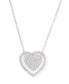 ფოტო #1 პროდუქტის Cubic Zirconia Double Heart Necklace 18" in Silver Plate