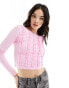 ASOS DESIGN slash neck ruffle top in pink Розовый, XS - EU 32-34 - фото #1