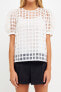 Women's Plaid Sheer Puff Sleeve Top