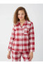 Gömlek Yaka Ekose Uzun Kollu Kadın Pijama Takımı