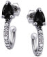 Фото #3 товара Black & White Cubic Zirconia Pear Small Hoop Earrings in 18k Gold-Plated Sterling Silver, 0.75", Created for Macy's