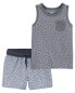 Фото #2 товара Toddler 2-Piece Graphic Tank & Active Shorts Set 2T