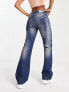 Фото #2 товара COLLUSION x008 rigid flare jeans in dark y2k wash