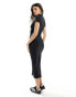 New Look slinky turtle neck midi dress in black