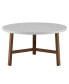 Фото #7 товара 30 inch Round Coffee Table in Faux White Marble and Acorn