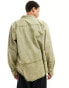 COLLUSION twill acid wash shirt in khaki Зеленый, 2XS - Chest 34 - фото #3