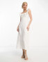 & Other Stories linen blend frill detail midaxi dress in white