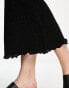 Bershka textured midi skirt in black